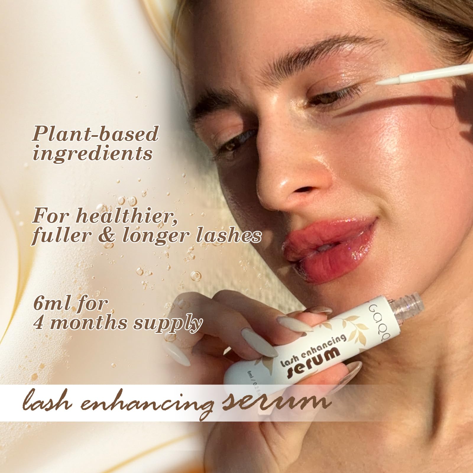 GAQQI Lash Serum for Eyelash Growth – Longer, Fuller Lashes, Prostaglandin-Free, Vegan & Cruelty-Free (6ml)