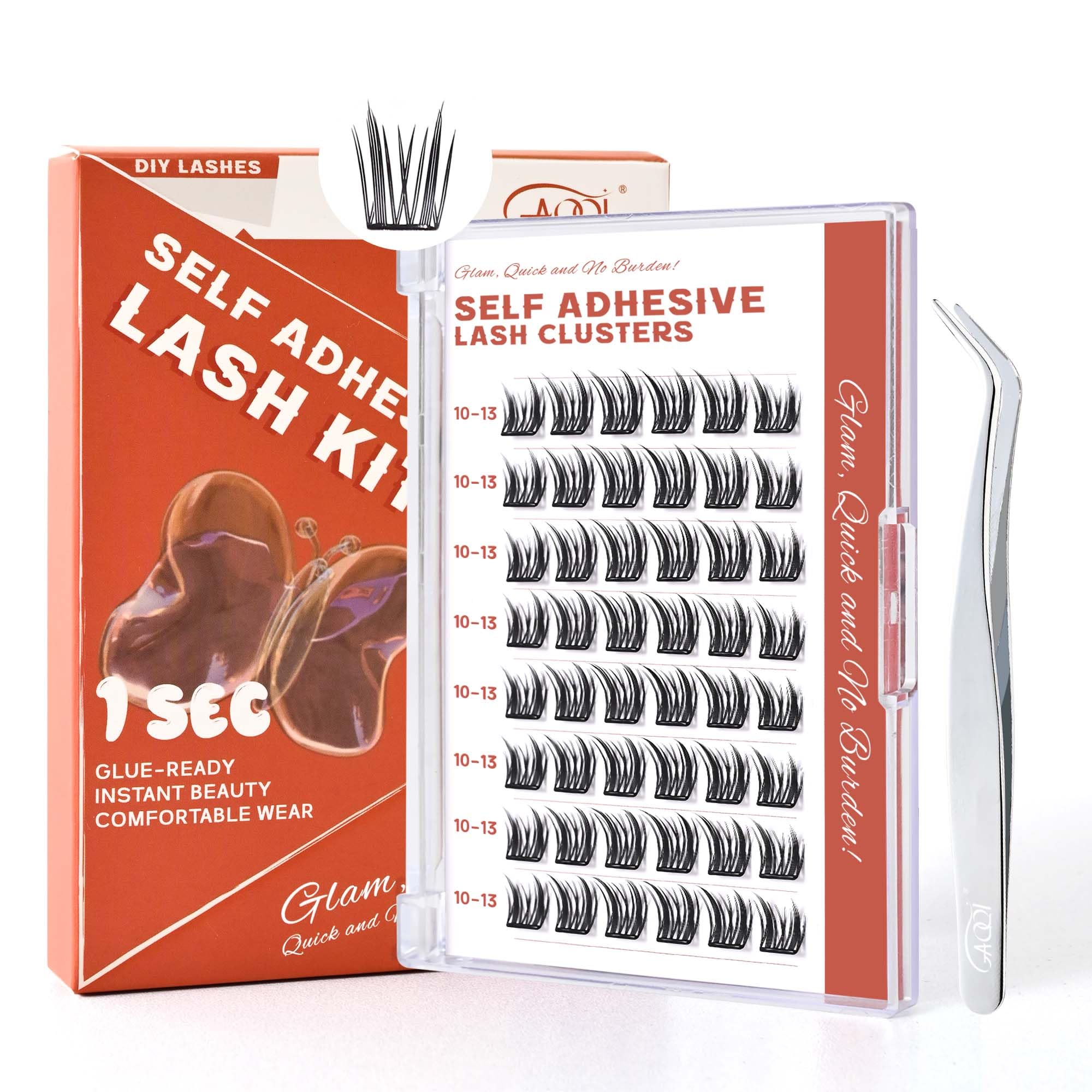 GAQQI Self-Adhesive Lash Clusters (10-14mm) – Press-On, No Glue, Reusable