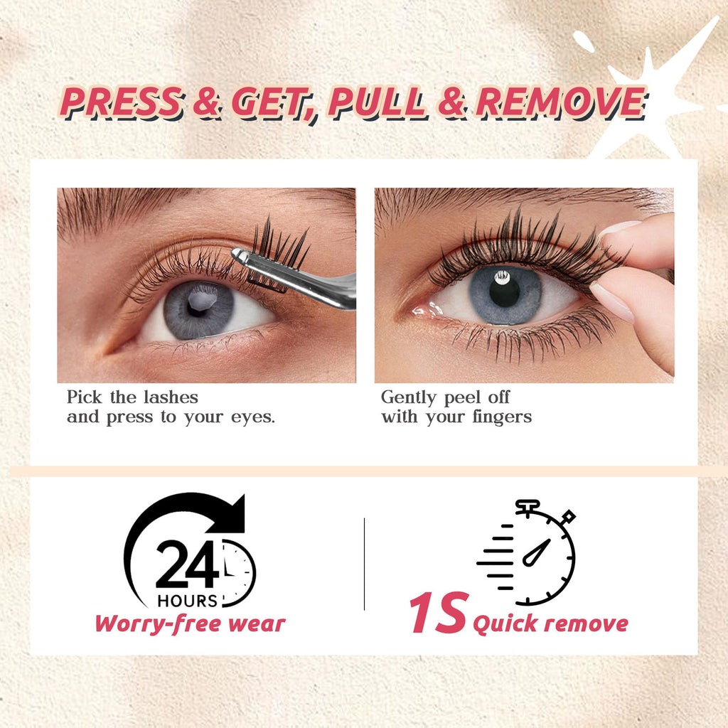 GAQQI Self-Adhesive Lash Clusters (10-14mm) – Press-On, No Glue, Reusable