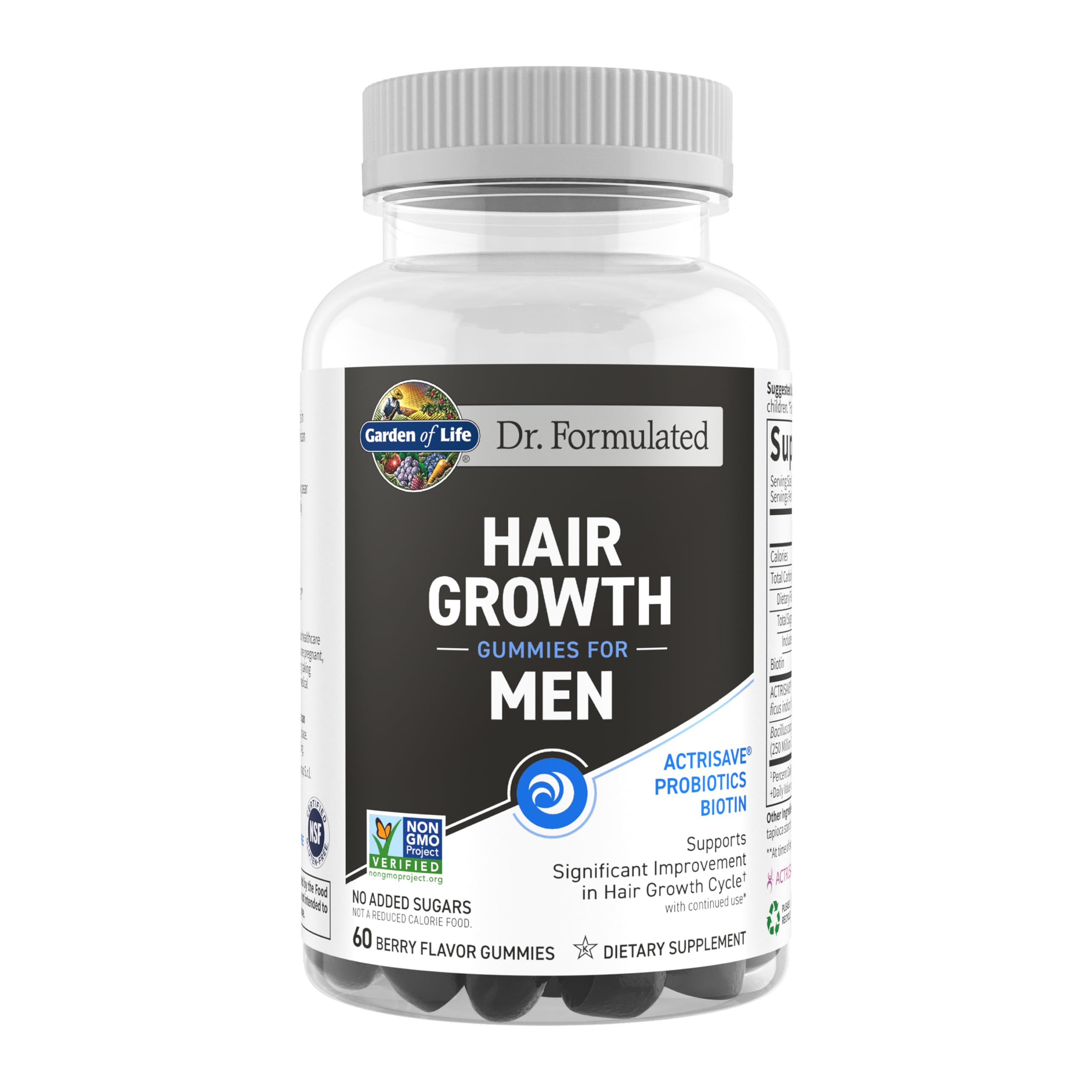 Garden of Life Dr. Formulated Hair Growth Gummies for Men – Berry Flavor, 60 Count