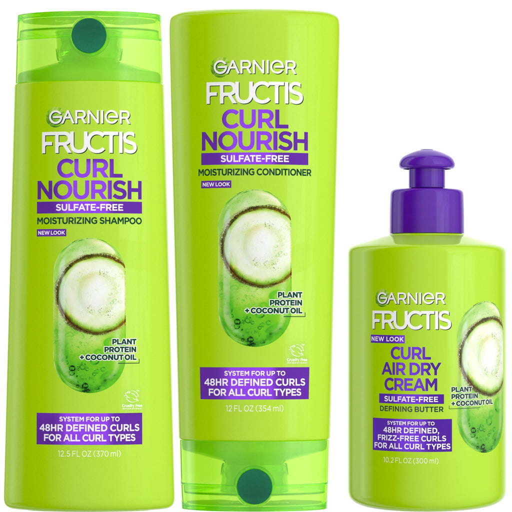 Garnier Fructis Curl Nourish: Sulfate-Free Shampoo, Conditioner & Air Dry Butter Cream Set