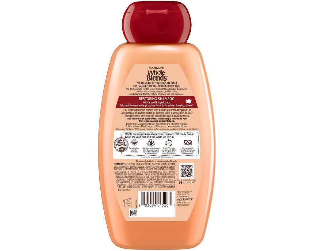 Garnier Whole Blends Maple Remedy Shampoo & Conditioner Set – Vegan, Paraben-Free, 12.5 fl oz per bottle