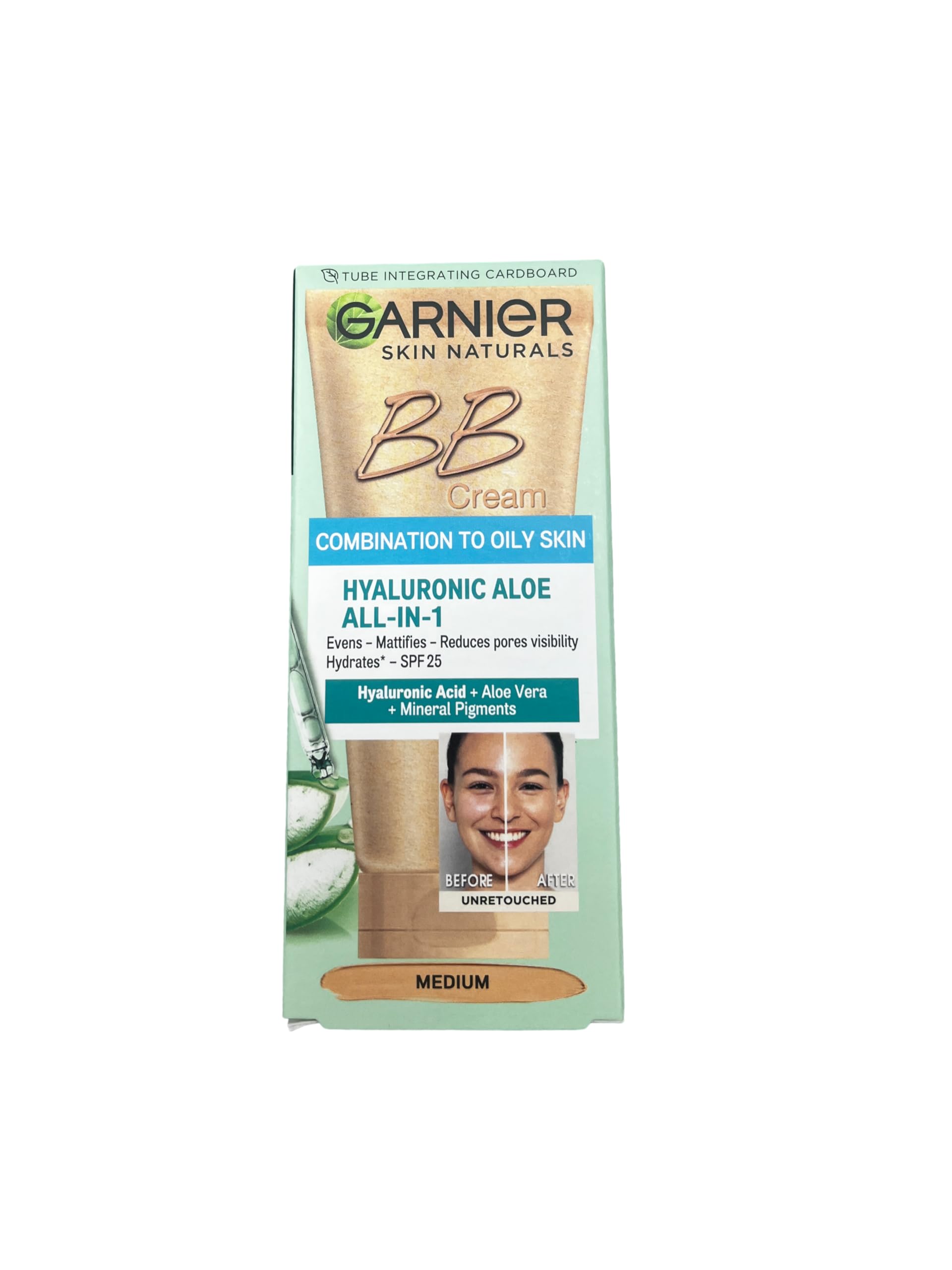 Garnier Skin Naturals BB Cream for Combination to Oily Skin – Hyaluronic Aloe All-in-1 SPF25 Medium (50ml)
