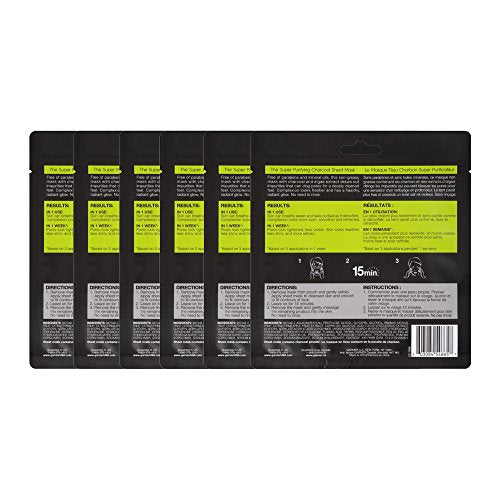 Garnier SkinActive Charcoal Sheet Mask – 6 Count | Pore-Minimizing Purifying Facial Mask