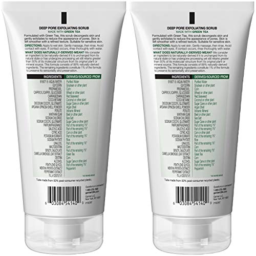 Garnier SkinActive Green Tea Exfoliating Scrub for Oily Skin – 2 Count