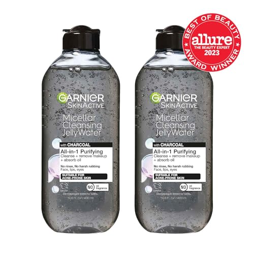 Garnier SkinActive Micellar Cleansing Jelly Water with Charcoal — All-in-One Purifying Cleanser (2 Pack)