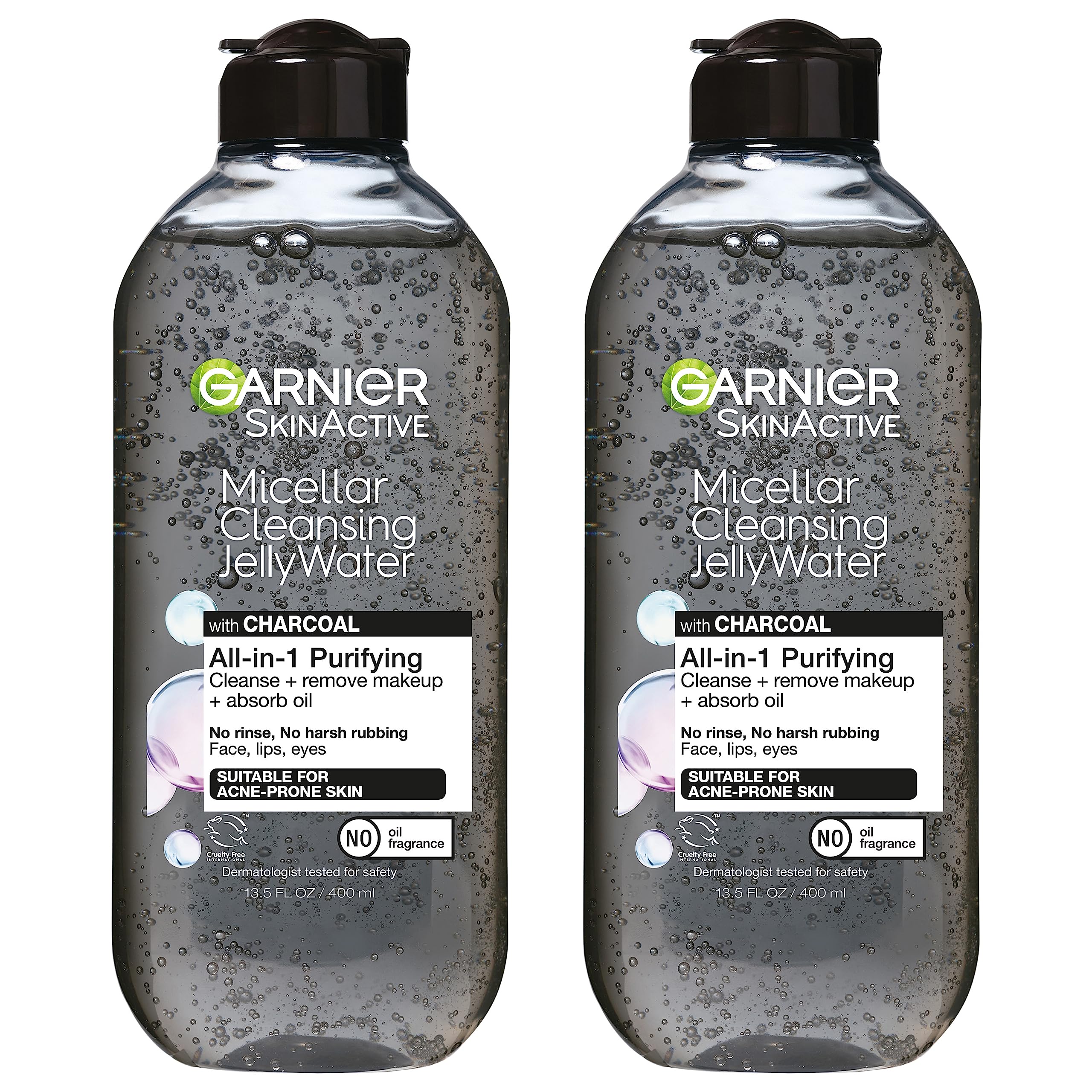 Garnier SkinActive Micellar Cleansing Jelly Water with Charcoal — All-in-One Purifying Cleanser (2 Pack)