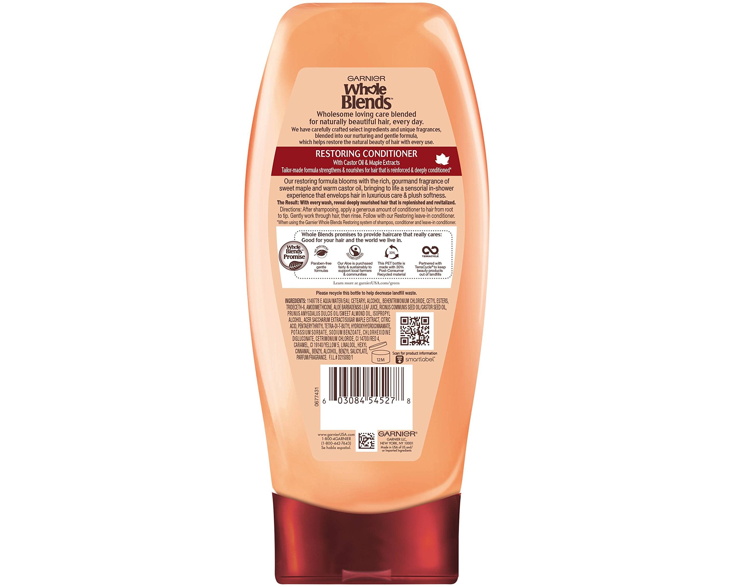 Garnier Whole Blends Maple Remedy Shampoo & Conditioner Set – Vegan, Paraben-Free, 12.5 fl oz per bottle