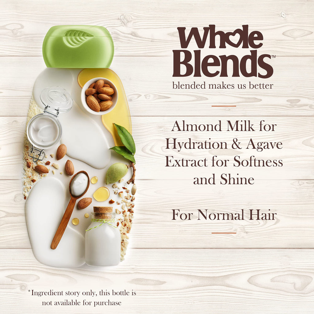 Garnier Whole Blends Nurturing Almond Milk and Agave Extract Conditioner – Weightless Moisture for Normal to Dry Hair | Paraben Free | 12.5 fl oz