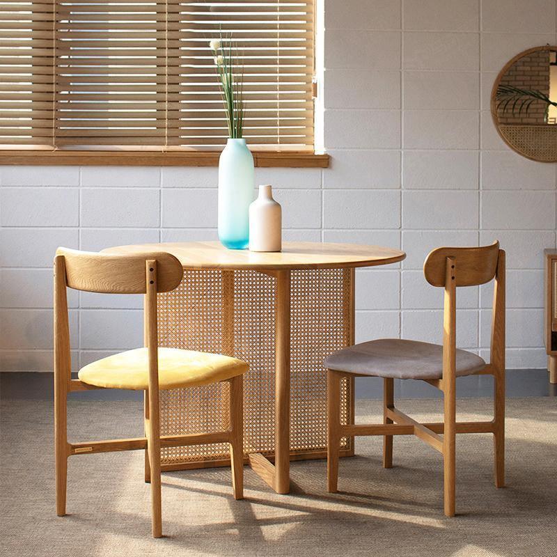 Bruce Rattan Dining Table, Light Oak, Round