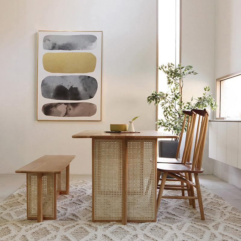 Gavril Rattan Dining Table, Oak, Rectangle