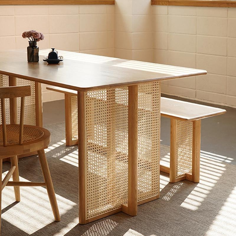 Gavril Rattan Dining Table, Oak, Rectangle