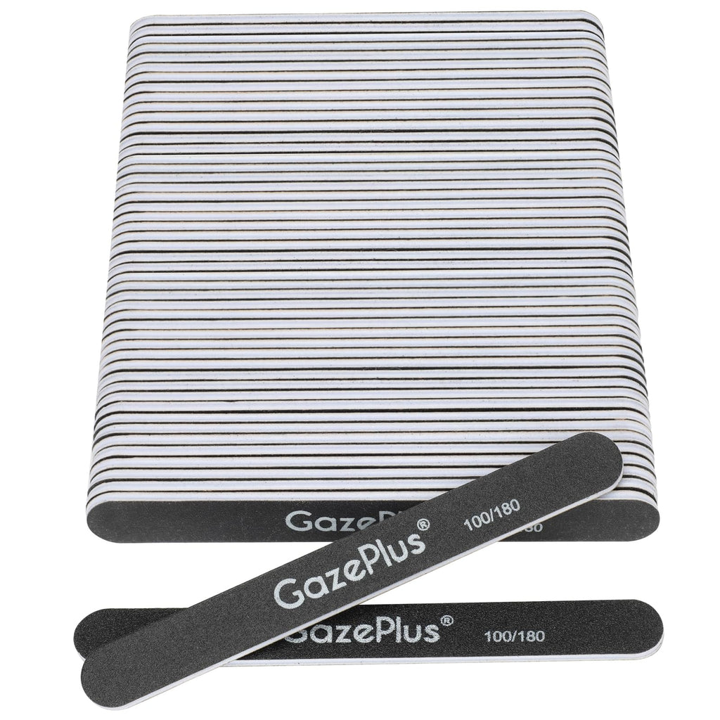 GAZEPLUS Nail Files 50-Count, 7-Inch Long, 100/180 Grit – Professional Washable Emery Boards for Acrylic & Natural Nails