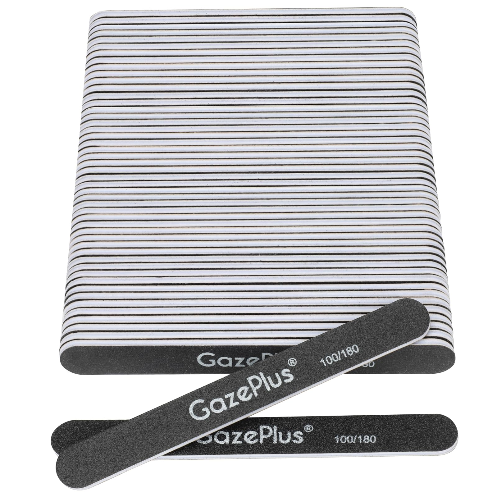 GAZEPLUS Nail Files 50-Count, 7-Inch Long, 100/180 Grit – Professional Washable Emery Boards for Acrylic & Natural Nails