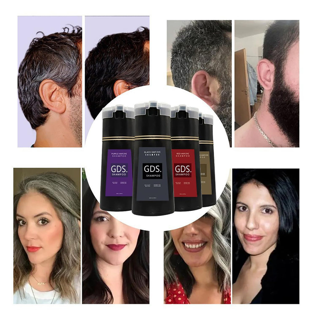GDS Shampoo Black 4-in-1 Hair Dye Shampoo for Gray Coverage – Instant, Long-Lasting Color (6.76 fl oz)