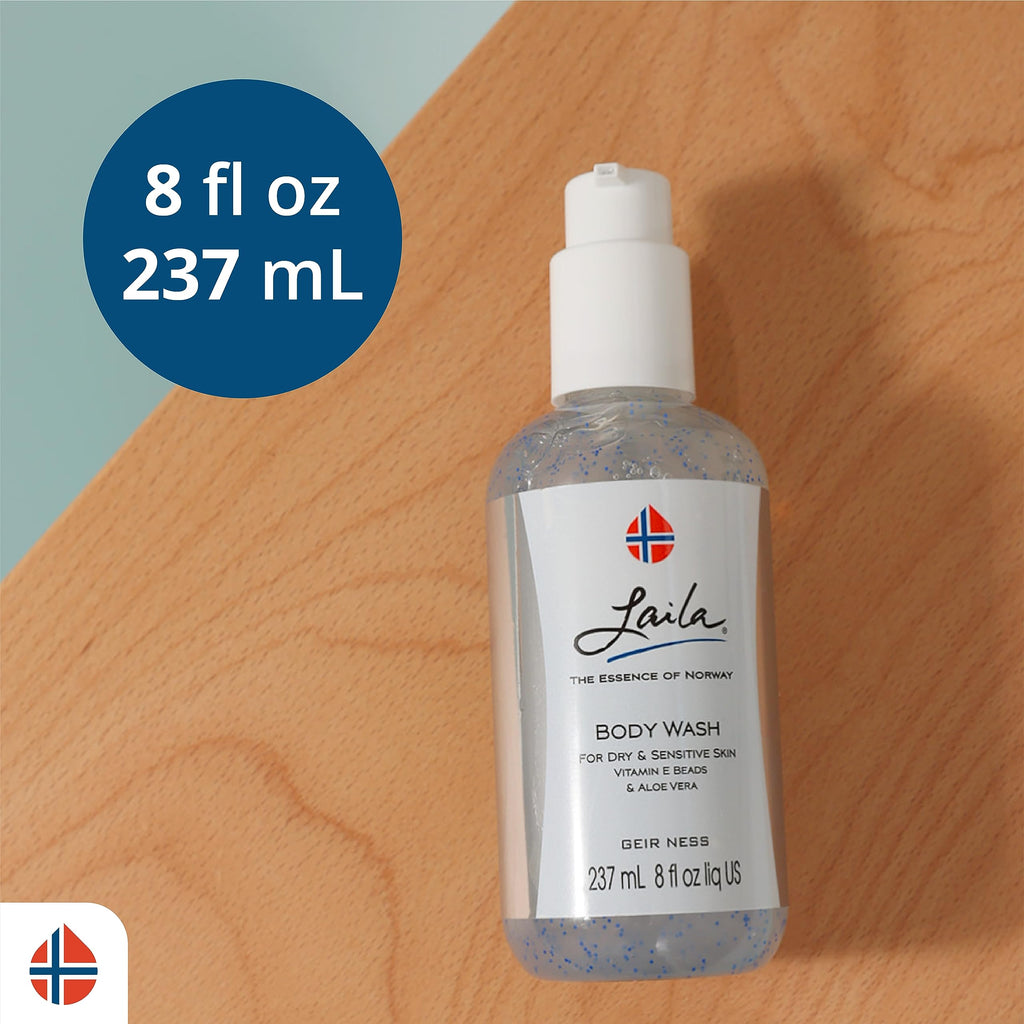 Geir Ness Laila Body Wash – Nourishing Shower Gel with Vitamins A & E for Dry & Sensitive Skin | Rich Foam & Delicate Fragrance