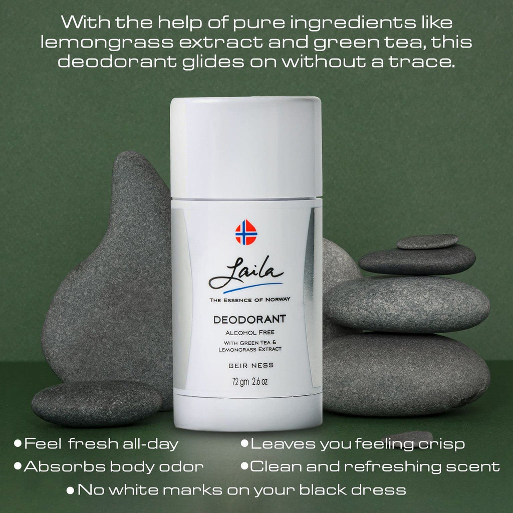 Geir Ness Laila Deodorant - Lemongrass & Green Tea - Alcohol & Aluminum Free | Long-Lasting Freshness