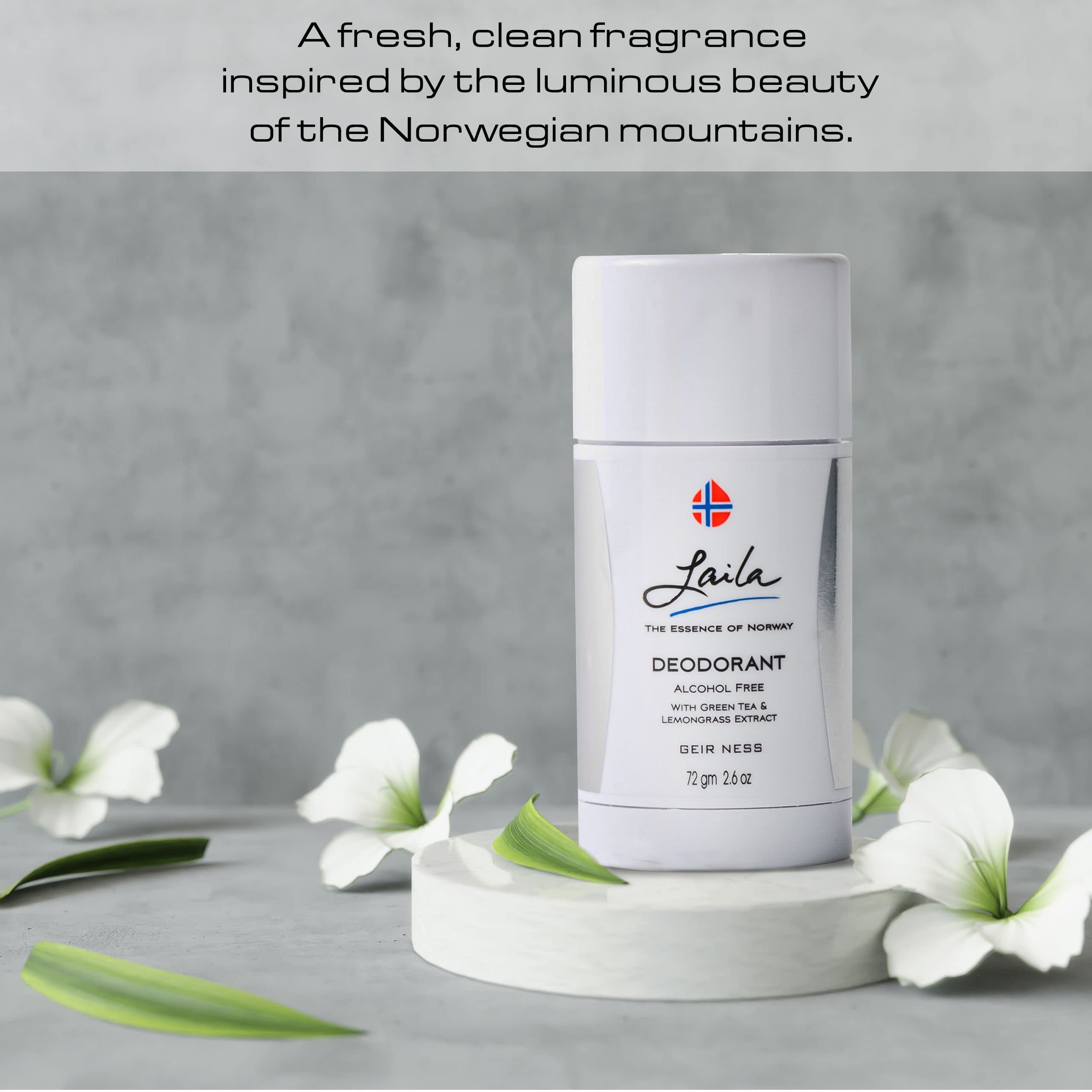 Geir Ness Laila Deodorant – Green Tea & Lemongrass Extracts, Alcohol & Aluminum Free