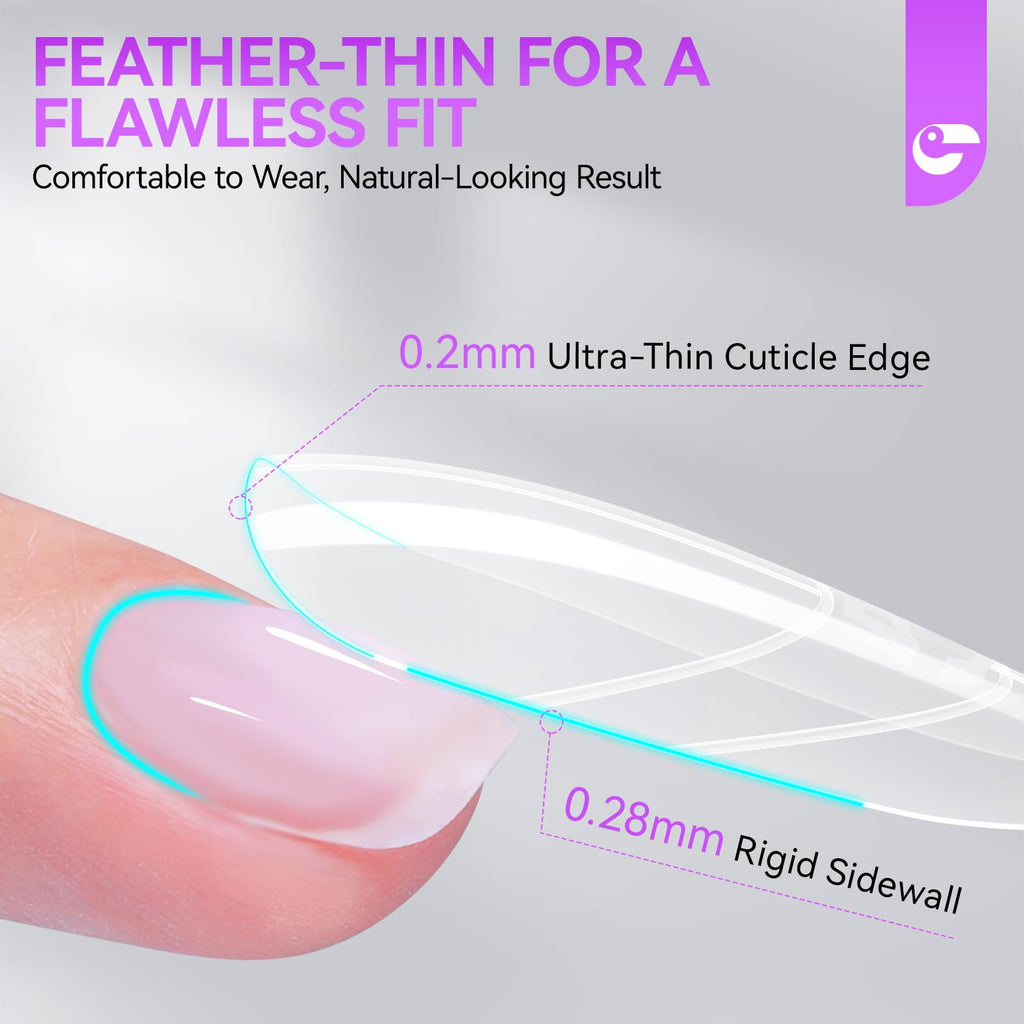 Gelike EC Salon-Perfect Sandwich Dual Forms for Builder Gel – 240Pcs, 15 Sizes, Almond Round