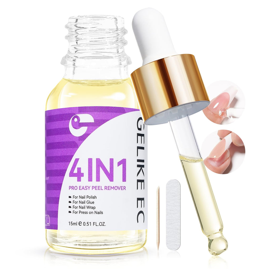 Gelike ec Press On Nail Glue Remover No Acetone – Gentle, Nourishing Formula 15ml