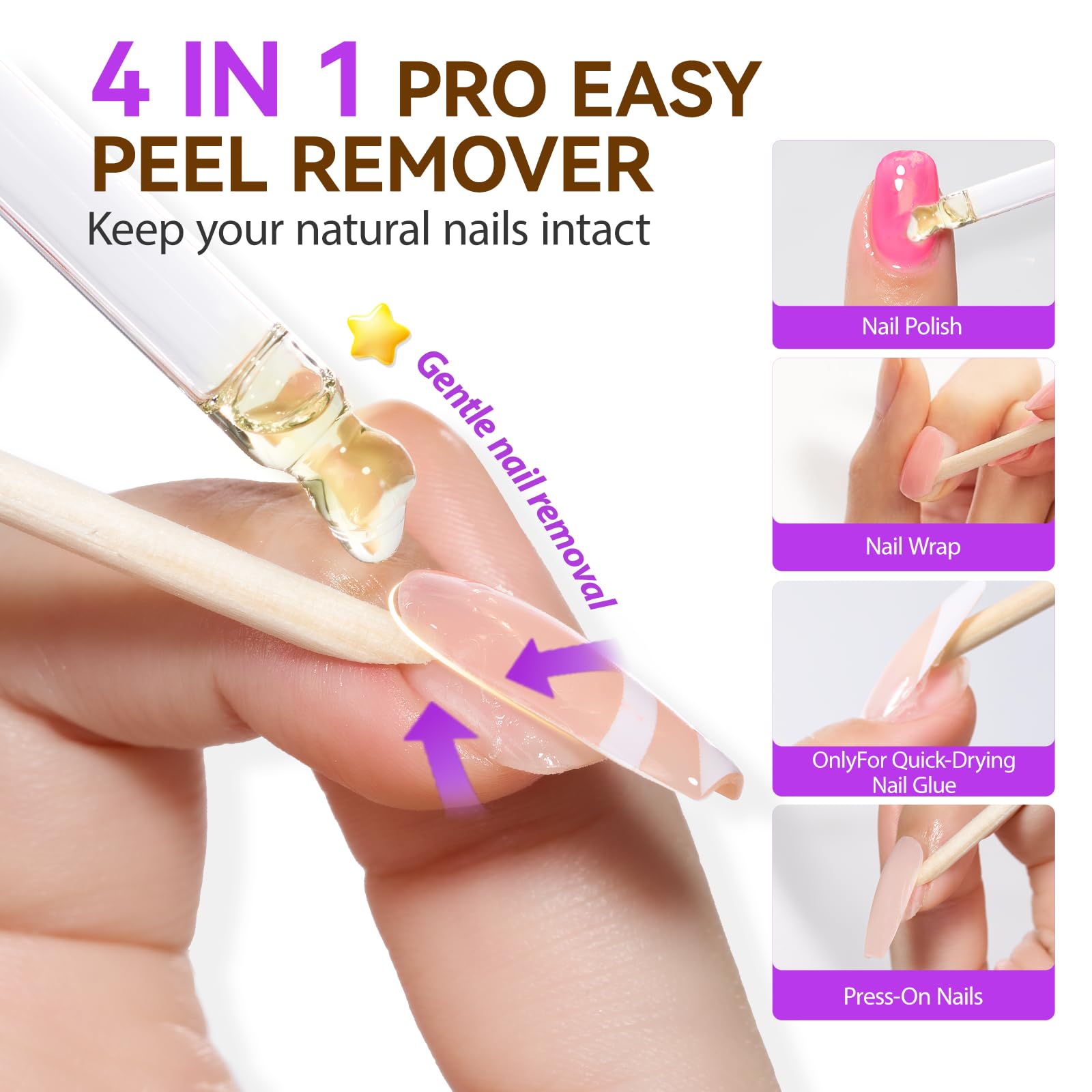 Gelike ec Press On Nail Glue Remover No Acetone – Gentle, Nourishing Formula 15ml