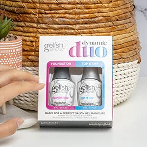Gelish Dynamic Duo: Foundation Base Gel + Top It Off Sealer Gel Set for Long-Lasting, High-Shine Gel Manicures