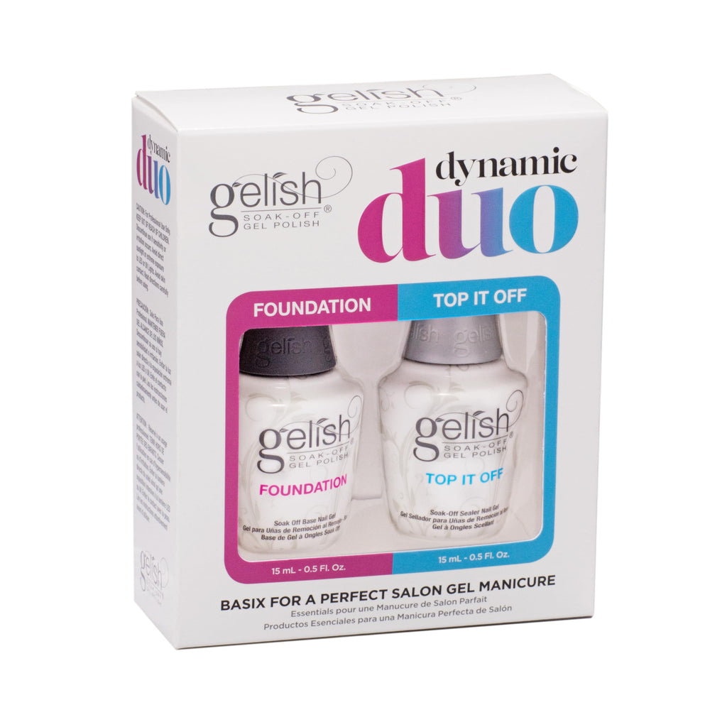 Gelish Dynamic Duo: Foundation Base Gel + Top It Off Sealer Gel Set for Long-Lasting, High-Shine Gel Manicures