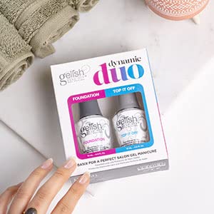 Gelish Dynamic Duo: Foundation Base Gel + Top It Off Sealer Gel Set for Long-Lasting, High-Shine Gel Manicures