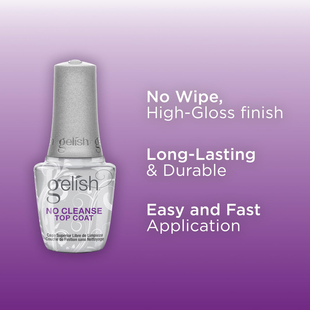 Gelish No-Cleanse Top Coat – No-Wipe High-Gloss Sealer, UV/LED Compatible, 21 Days Wear