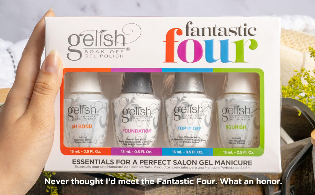 Gelish Fantastic Four Essentials Kit – Long-Lasting, Chip-Free Shine at Home