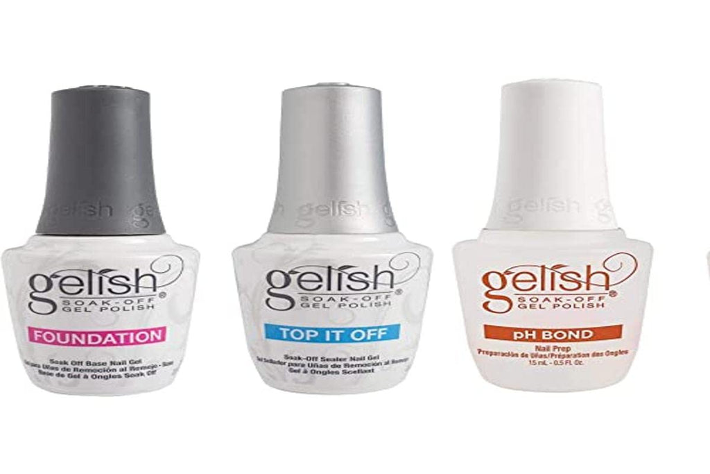 Gelish Terrific Trio Essentials – 15ml Gel Nail Kit with Foundation, pH Bond & Top It Off
