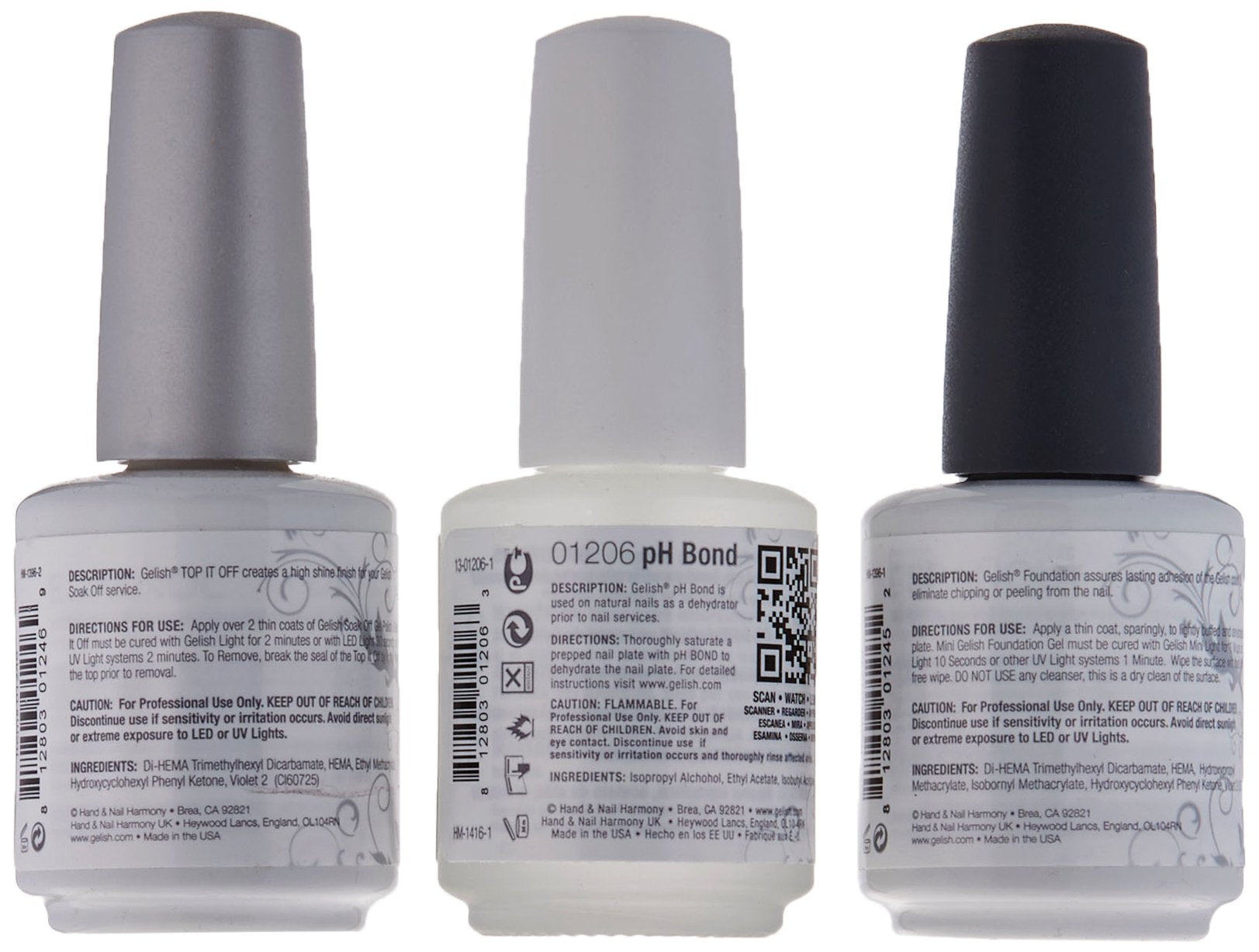 Gelish Terrific Trio Essentials – 15ml Gel Nail Kit with Foundation, pH Bond & Top It Off