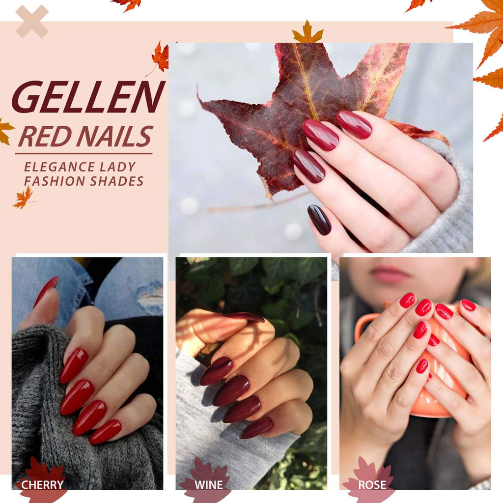GELLEN Gel Nail Polish Kit with 72W LED Lamp – 12 Fall/Winter Shades, Base & Top Coats, Nail Art & Tools