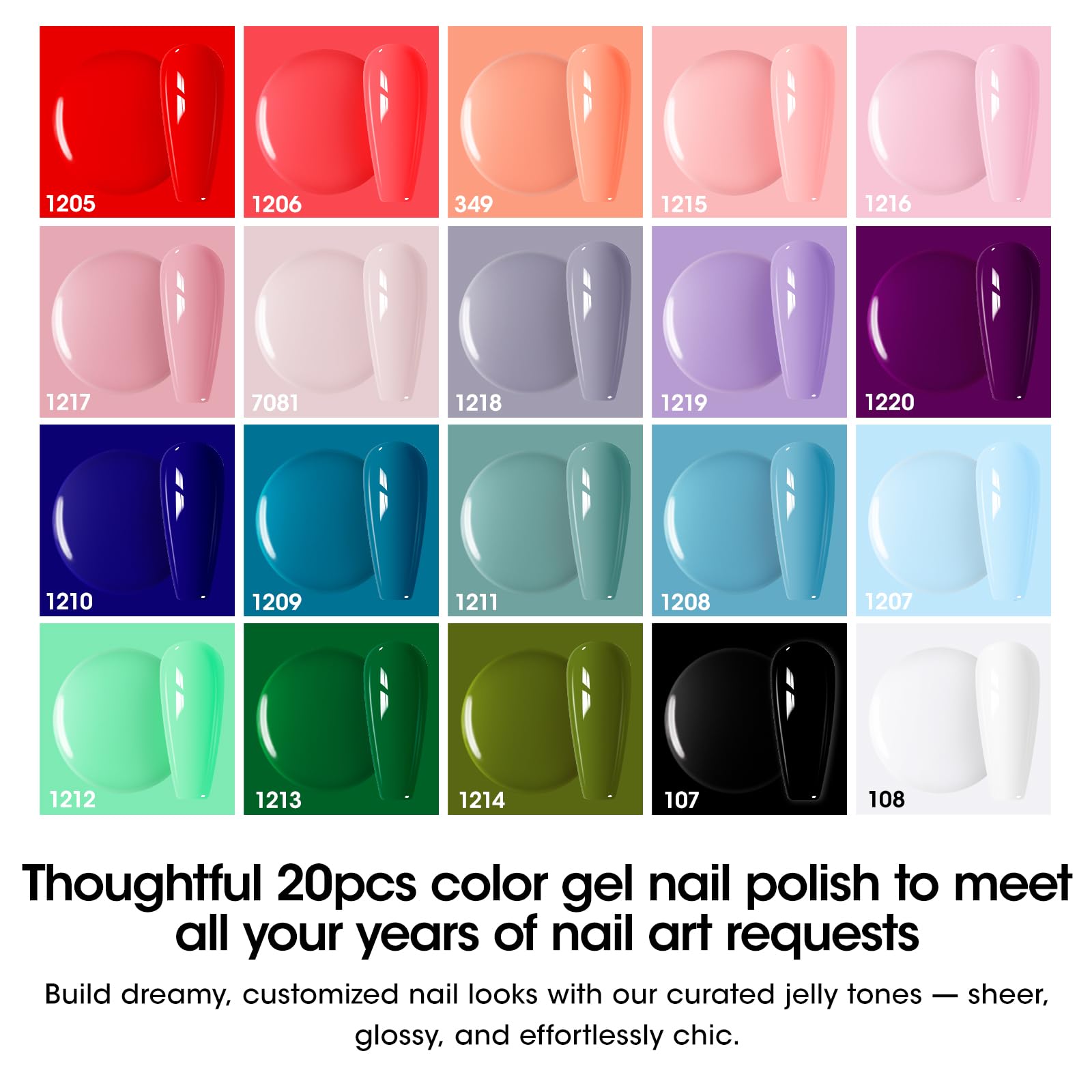 GELLEN 24-Piece Gel Polish Set – 20 Colors, Base Coat, Glossy & Matte Top Coats, Cat-Eye Magnetic Finish (3-Free)