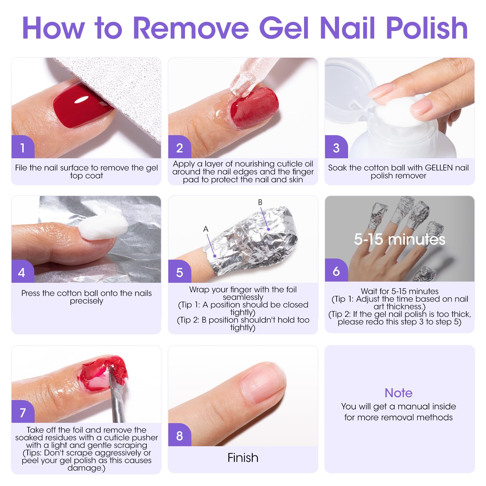 GELLEN 16 fl oz Non-Acetone Gel Nail Remover – 5-in-1 Pump Kit for Gel Polish, Glue, Glitter & Acrylic