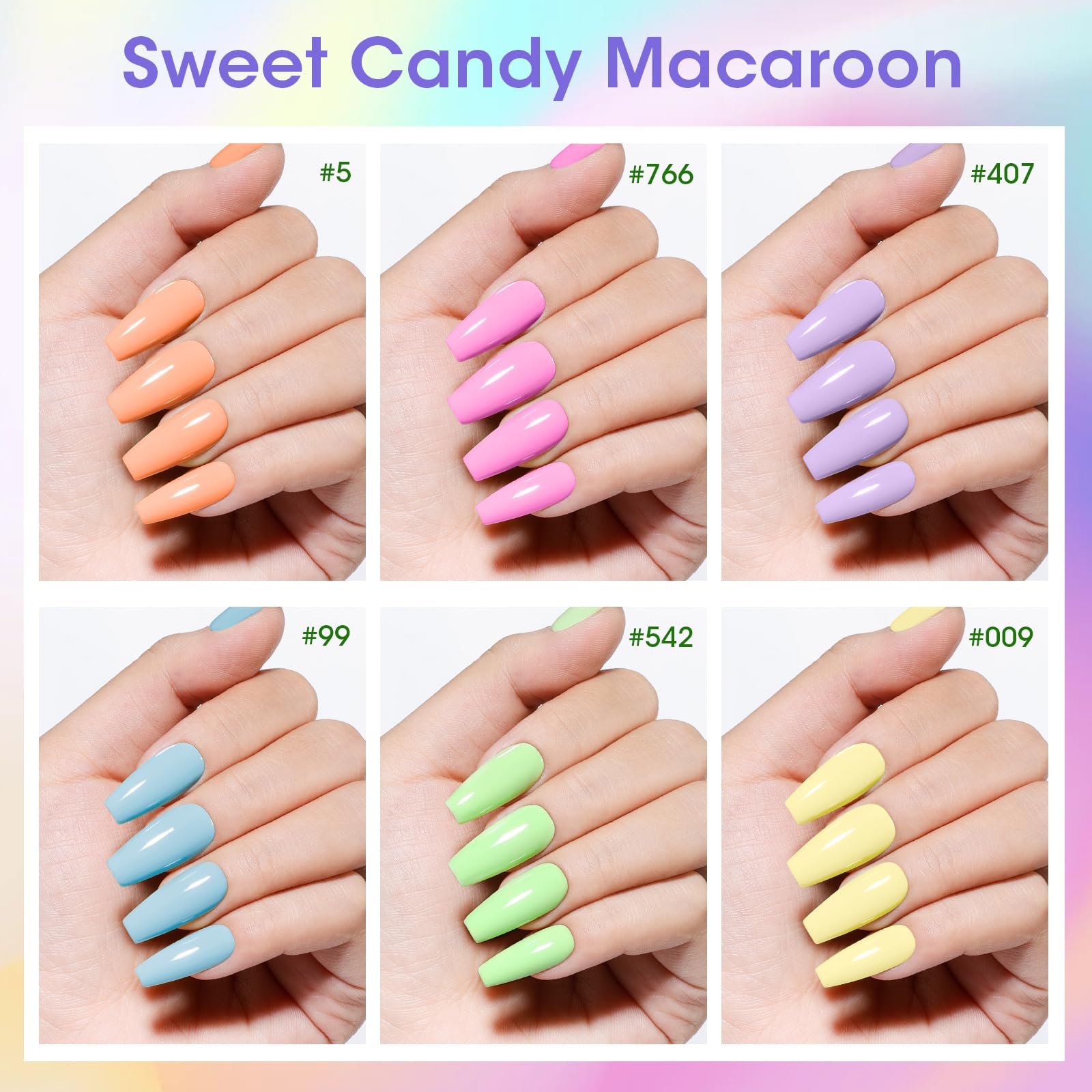 GELLEN Pastel Regular Nail Polish Set – 6 Quick-Dry Colors, No UV Light Needed