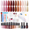 GELLEN Gel Nail Polish Kit with 72W LED Lamp – 12 Fall/Winter Shades, Base & Top Coats, Nail Art & Tools
