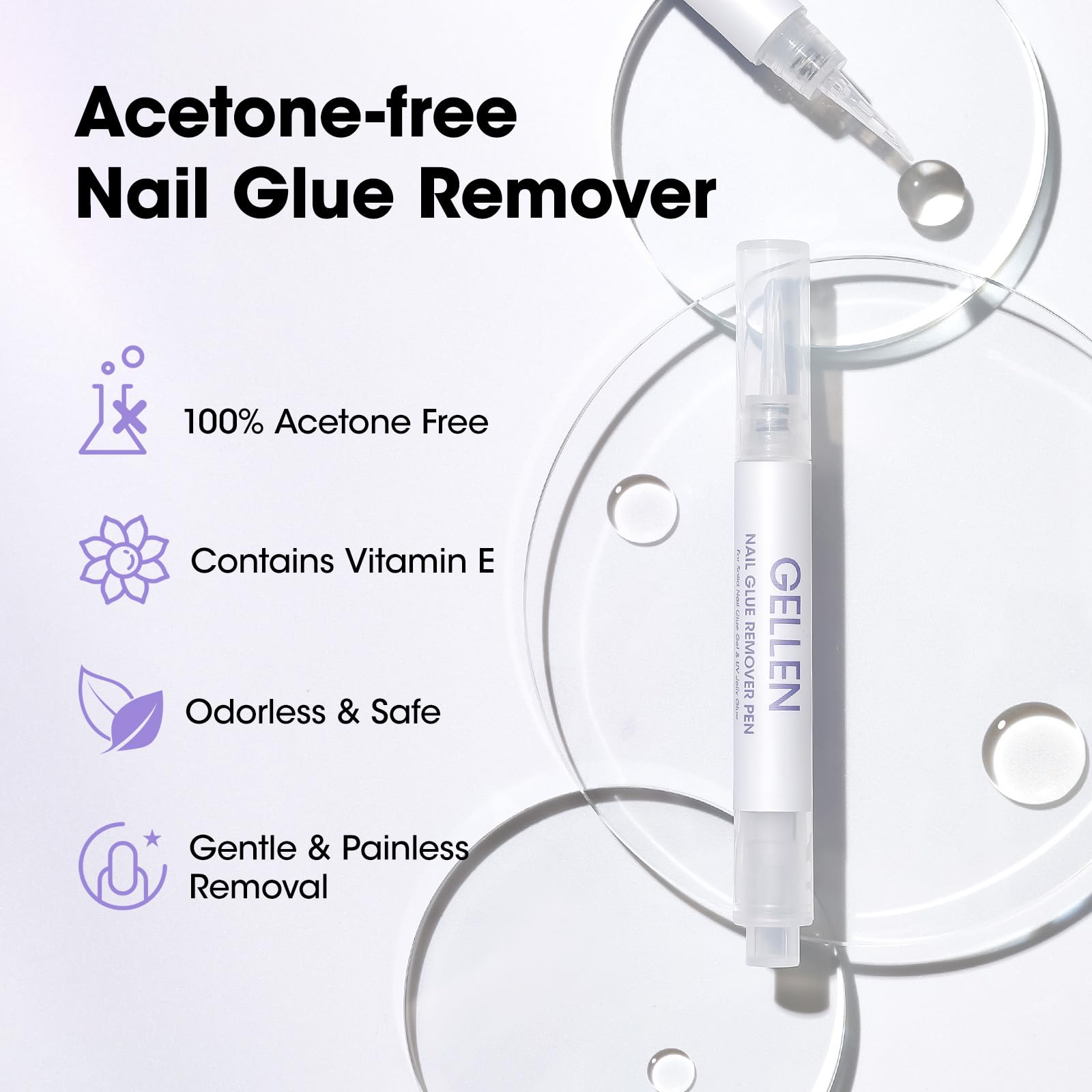 Gellen Nail Glue Remover Pen 5 Pcs – Acetone-Free Quick Removal for Press-On Nails