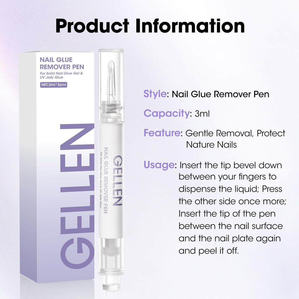 Gellen Nail Glue Remover Pen 5 Pcs – Acetone-Free Quick Removal for Press-On Nails
