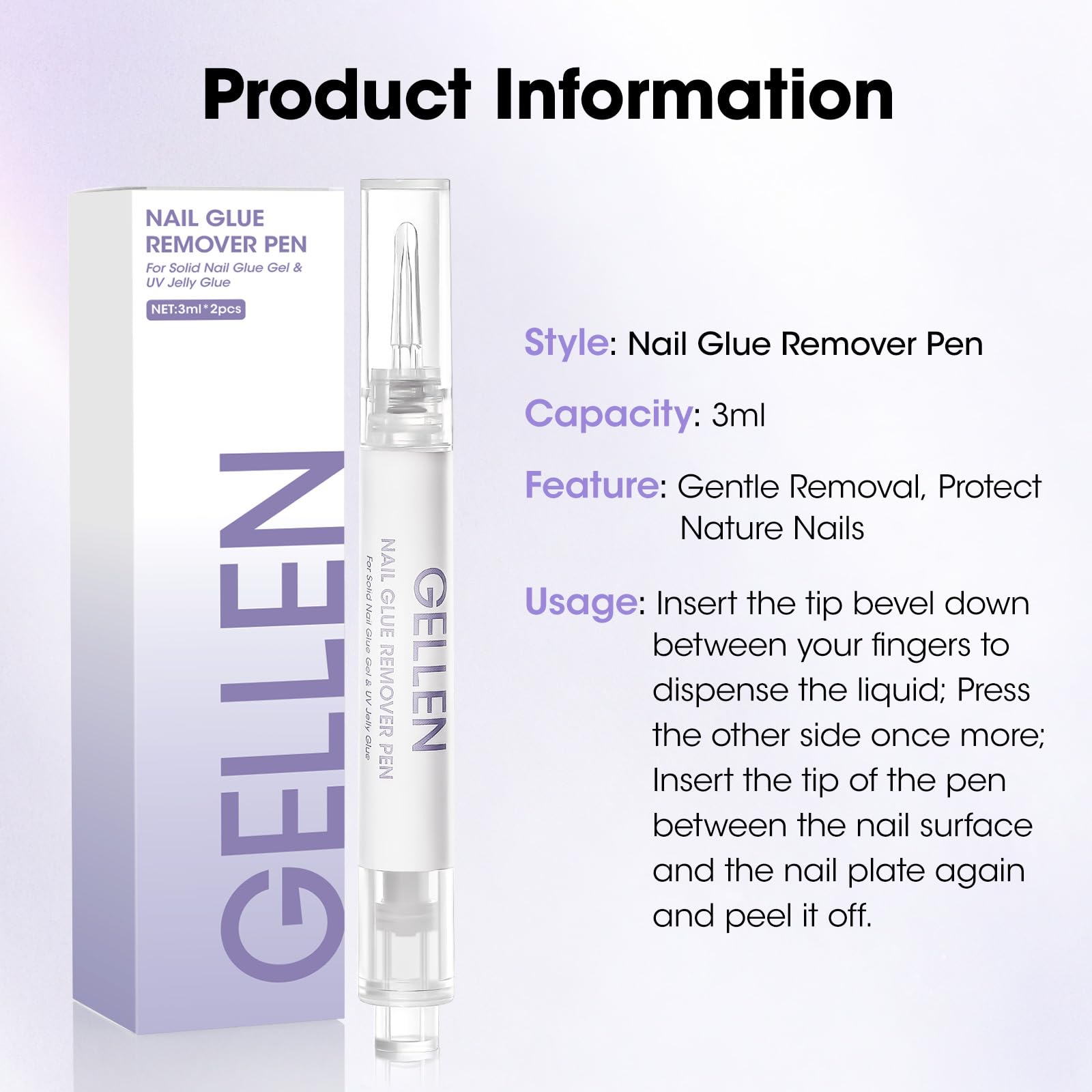 Gellen Nail Glue Remover Pen 5 Pcs – Acetone-Free Quick Removal for Press-On Nails