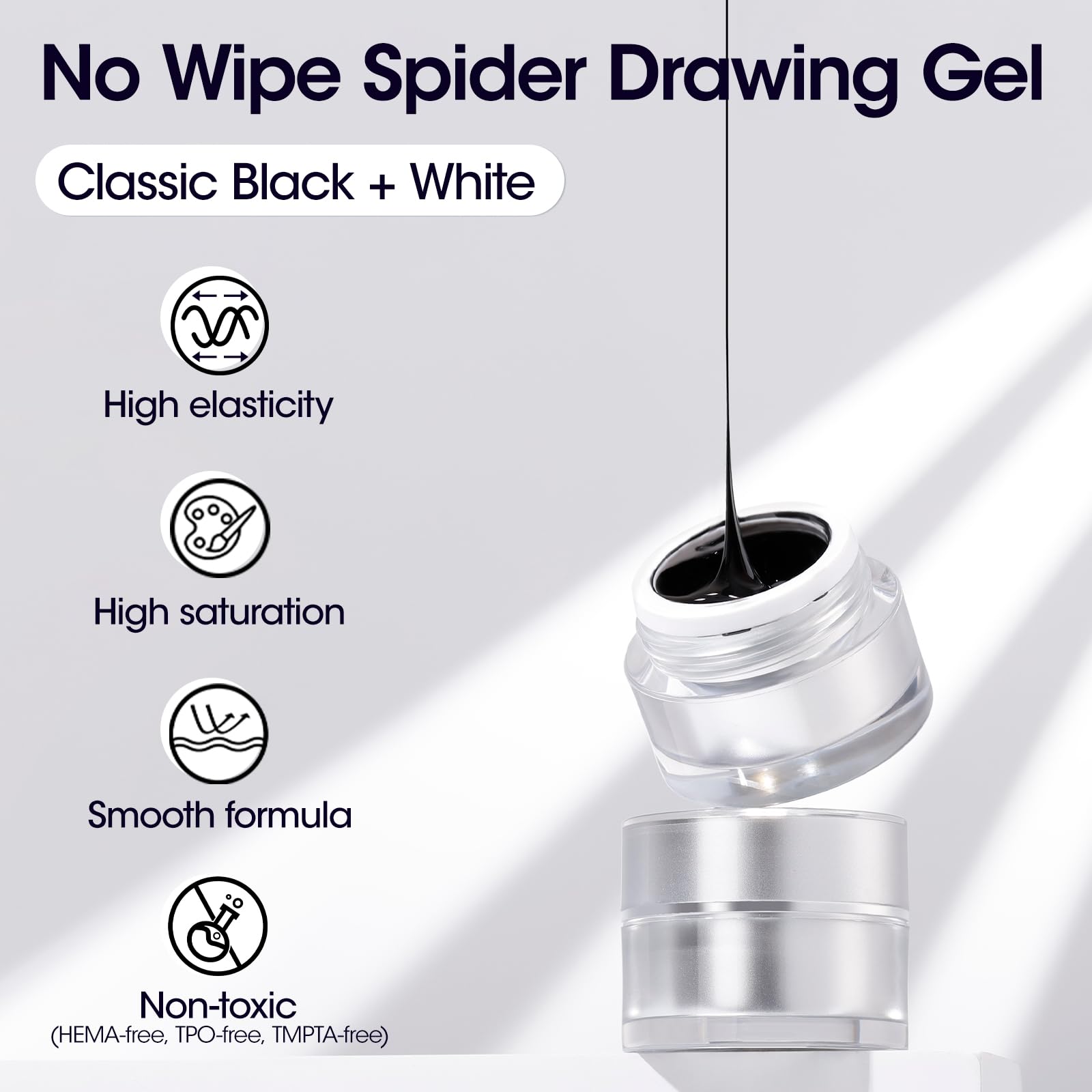 GELLEN Spider Gel for Nails – Classic Black & White Nail Art, Elastic, UV/LED Cured