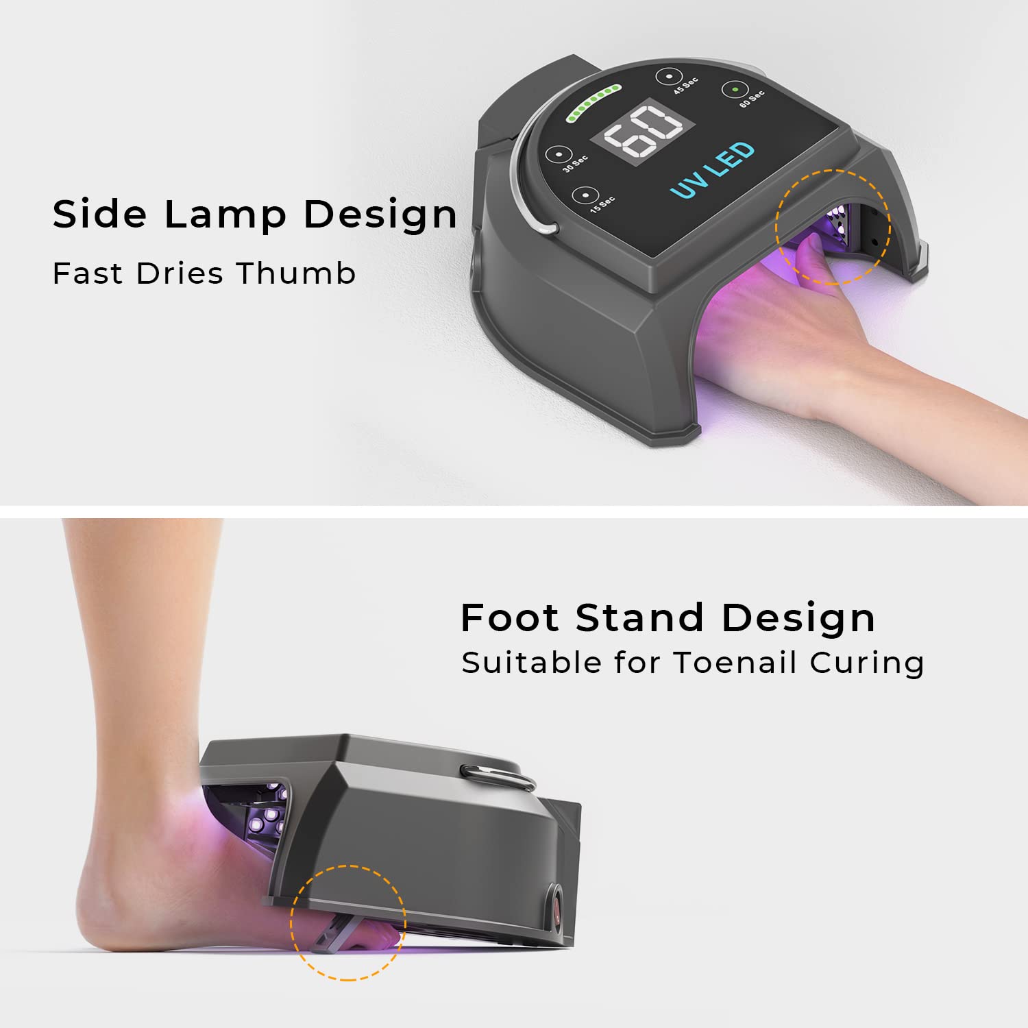 Gelpal 80W Cordless UV LED Nail Lamp with 45 Beads & Removable Battery
