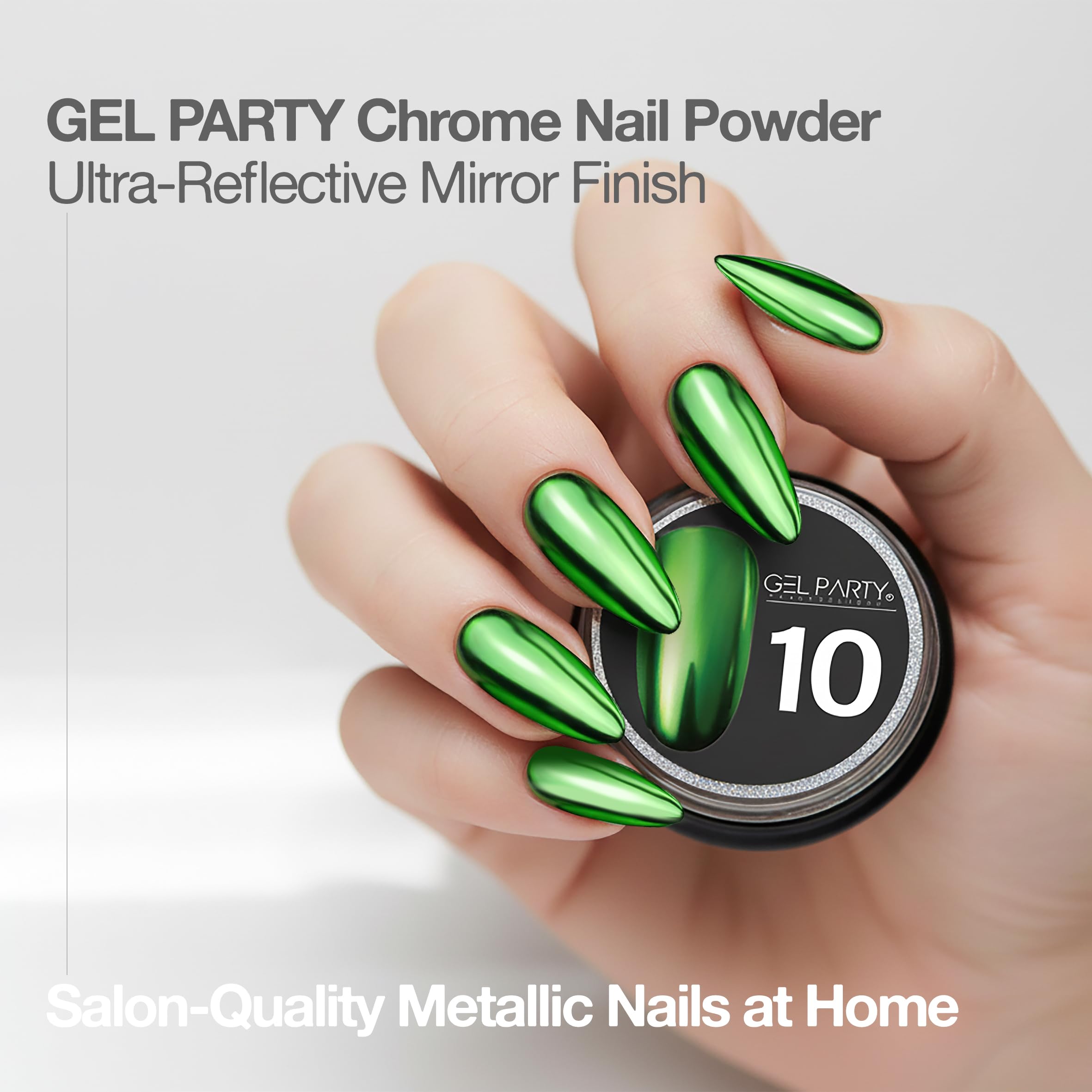 GEL PARTY GELPARTY 16 Colors Chrome Nail Powder Set – Mirror & Holographic Finish