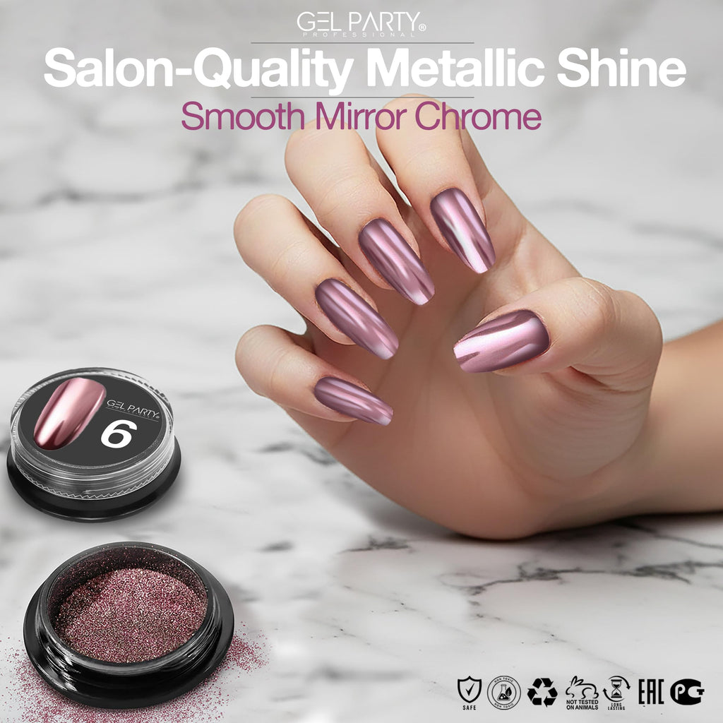 GEL PARTY GELPARTY 16 Colors Chrome Nail Powder Set – Mirror & Holographic Finish