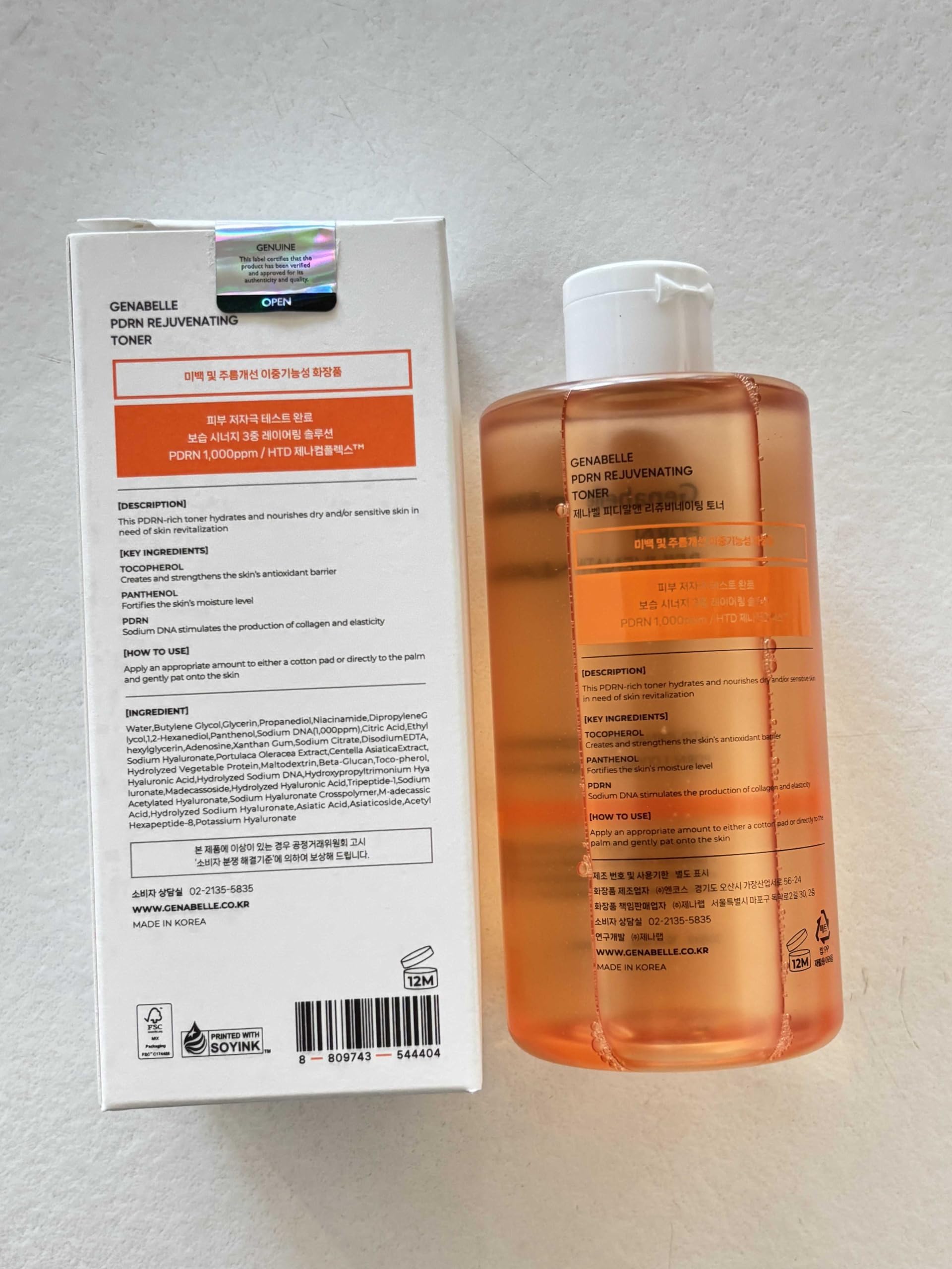 Genabelle PDRN Rejuvenating Toner – Deep Hydration & Skin Barrier Support with PDRN, Panthenol & Hyaluronic Acid | 300ml