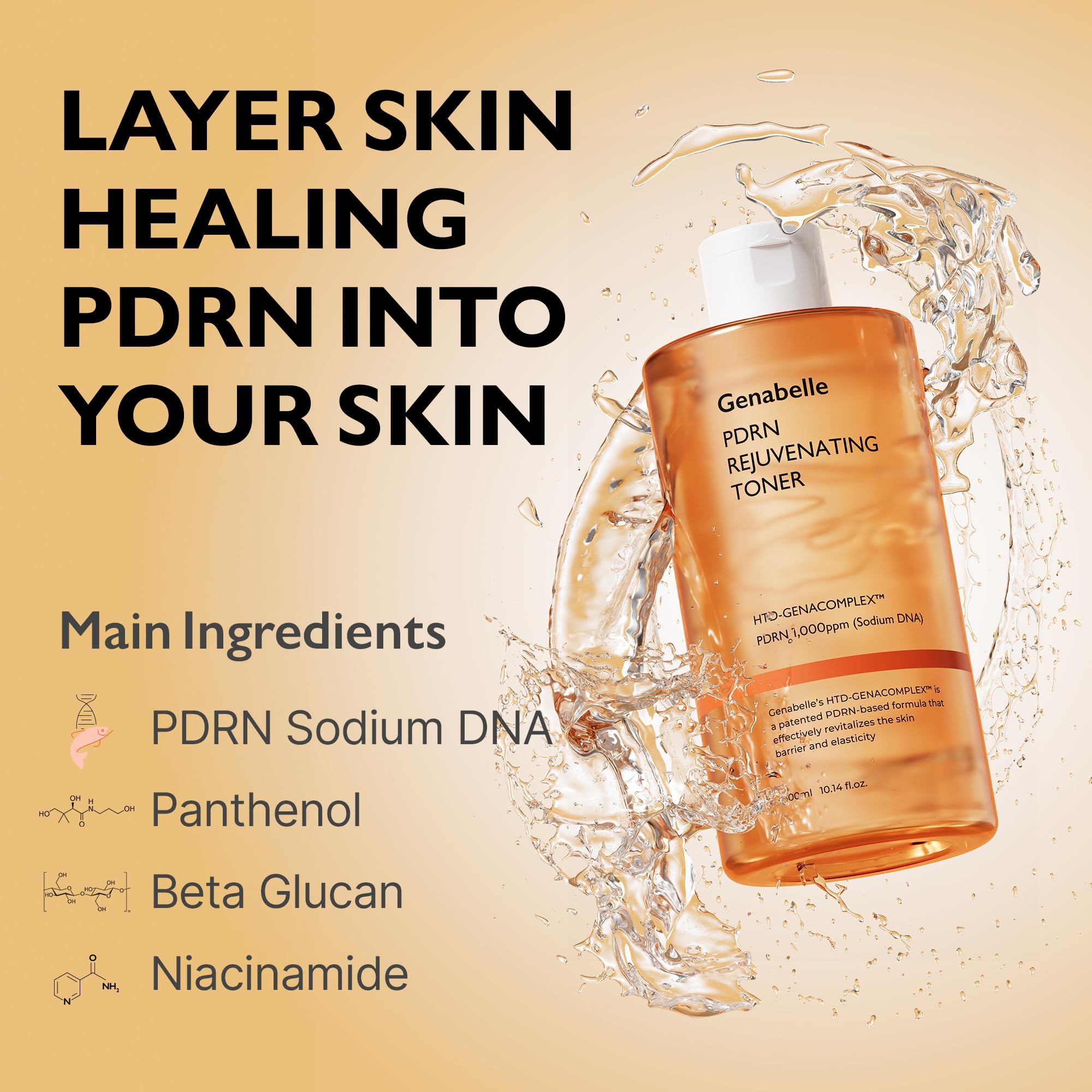 Genabelle PDRN Rejuvenating Toner – Deep Hydration & Skin Barrier Support with PDRN, Panthenol & Hyaluronic Acid | 300ml