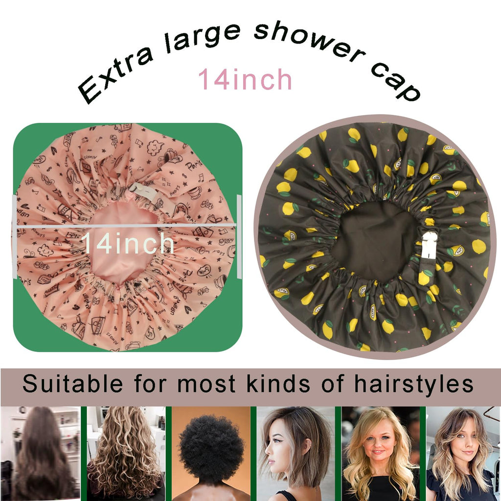 Genergy 2Pcs Satin-Interior Shower Cap – Extra Large, Reusable & Waterproof