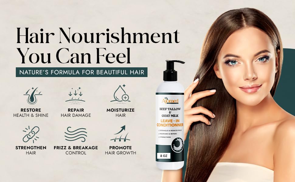 Generic Beef Tallow & Goat Milk Leave-In Conditioner – Handmade Detangler for Dry & Damaged Hair (8 oz)