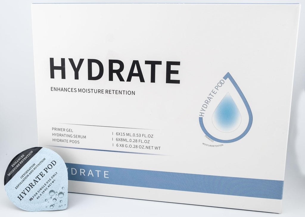 Hydrate Pods: Oxygen Facial CO2 Therapy at Home – 6 Pods + Primer Gel + Serum (New Formula, Less Foam)