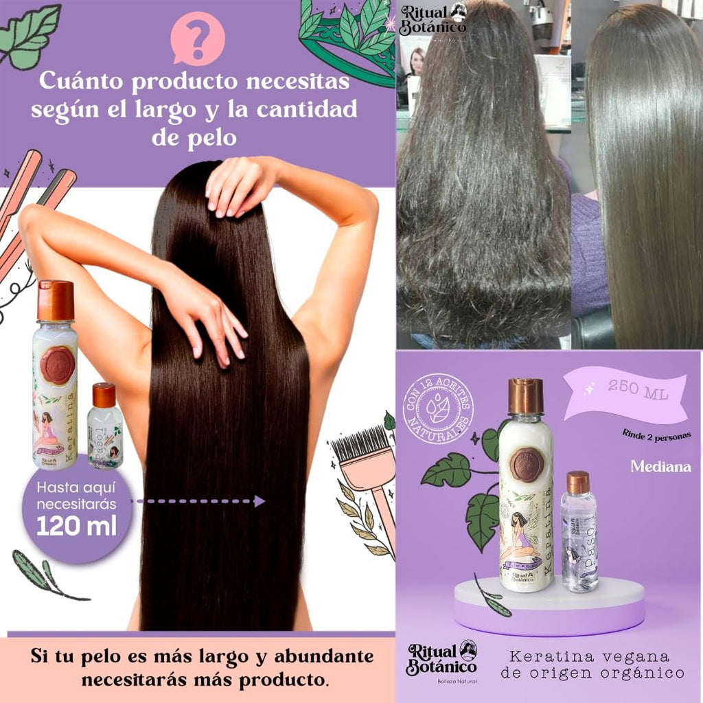 Botanical Origin Organic Keratin 250ml – 12 Natural Oils, Vegan Smoothing | Includes Brush & 2 Bio Serums